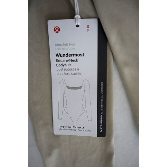 Lululemon Women's Sz S Mojave Tan Wundermost Nulu Square Neck L/S Bodysuit - Picture 4 of 11